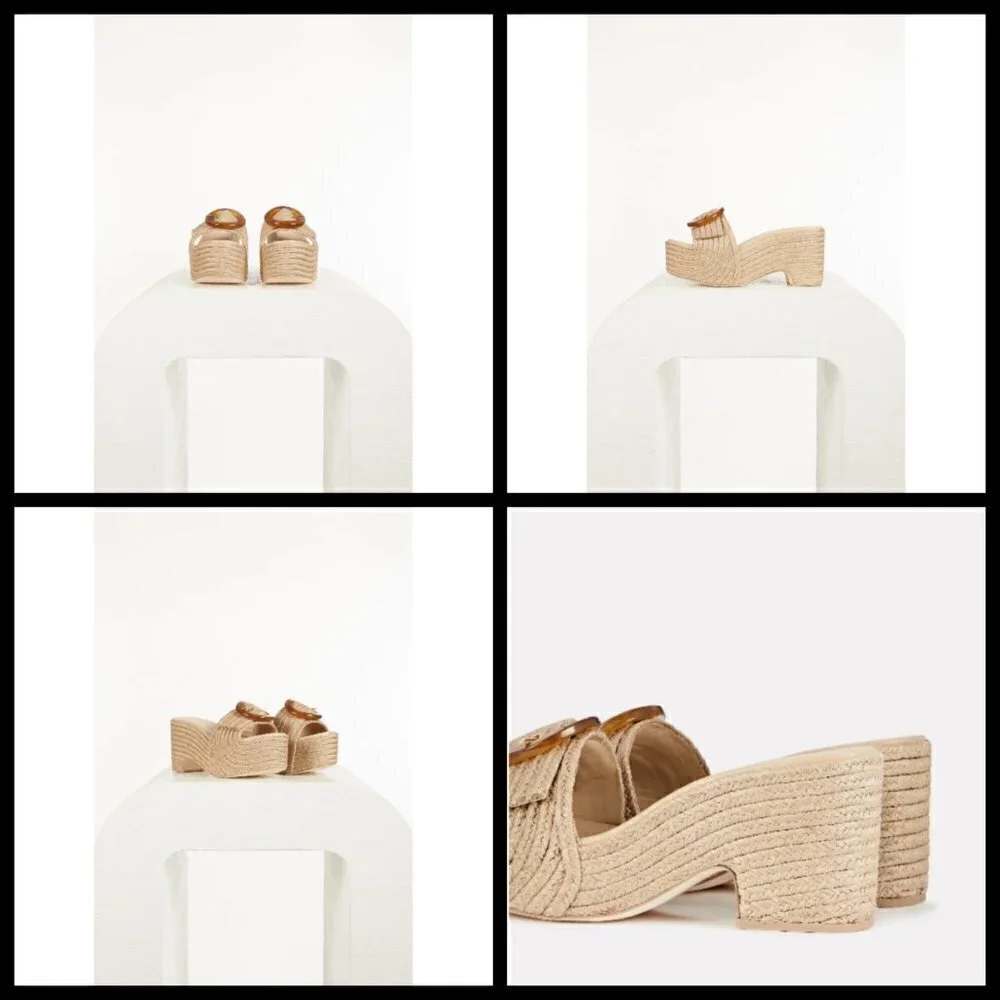 💕CULT GAIA💕 Cleia Jute Platform Sandals ~ Natural EU 41 Braided Raffia NWT